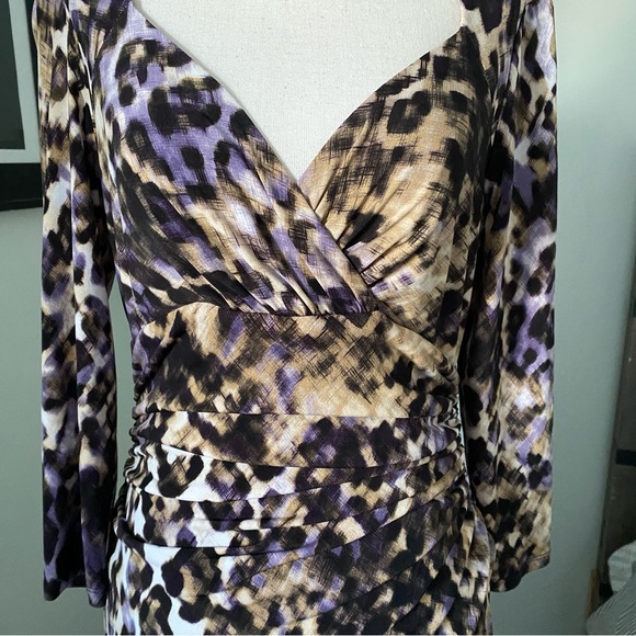 Lauren Ralph Lauren Women’s Brown Animal Print Bodycon Ruched Side Dress Size 6 - Picture 7 of 9